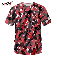 Camiseta masculina gola redonda ujwi, camiseta estampa 3d vermelha camuflada casual 5xl 6xl, verão 2018 2024 - compre barato