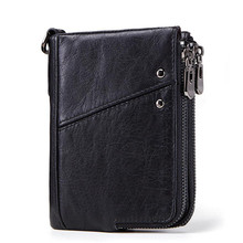 2019 new anti-theft RFID cow leather men's wallet Multi-function double zipper vertical wallet Fashion casual coin purse 2024 - buy cheap