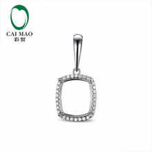 CaiMao 14x16MM Semi Mount  Pendant Cushion cut Settings & 0.65 ct Diamond 18k White Gold Engagement Fine Jewelry 2024 - buy cheap