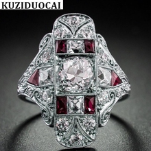 Kuziduocai 2018 New Hot ! Fashion Fine Jewelry Stainless Steel Zircon Crystal Geometric Shape Wedding Rings For Women Gift R-655 2024 - buy cheap