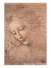 Pintura Artística de La Scapigliata c. De Leonardo Da Vinci, lienzo pintado a mano de alta calidad, cabeza femenina 2024 - compra barato