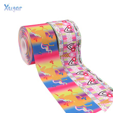 2Y/lot 3" 75mm Grosgrain Ribbon Monocerus Printed DIY Hairbows Accessories Holiday Decorations Materials Gifts Packing Warrping 2024 - buy cheap