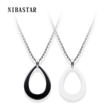 Novidade colar feminino simples estilo coração branco preto cerâmica bijuteria pingente 2024 - compre barato