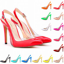2022 Summer Women Patent Leather High Heels Sandals Fashion Buckle Wedding Pumps Transparent PVC Pointed Ladies Sexy Party Shoes 2024 - buy cheap