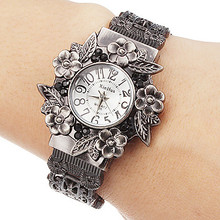 Часы часы с винтажным браслетом женские, модные повседневные, с цветами 2024 - купить недорого