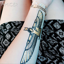 Tatuagem temporária moderna de ouro, adesivos de tatuagem flash, arte corporal à prova d'água, padrão deusa egípcia, venda imperdível 2024 - compre barato