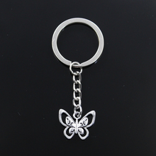 Hot Fashion Double Hollow Butterfly 17x21mm Pendant 30mm Key Ring Metal Chain Silver Color Men Car Gift Keychain Dropshipping 2024 - buy cheap