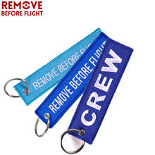 Remove Before Flight Blue Key Ring Chian Keychain Embroidery portachiavi CREW Tag for Aviator gift porte clef motards 3 PCS/LOT 2024 - buy cheap