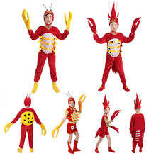 Disfraz de langosta roja para niños y adultos, traje de cangrejo rojo para fiesta de Halloween, disfraz de langosta, mono divertido de animal para niños y niñas 2024 - compra barato