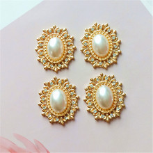 10 conectores de perlas de imitación de oro KC de aleación de Metal, abalorios para collar de cabello, accesorios para fabricación de joyas, 23mm x 28mm 2024 - compra barato