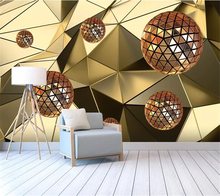 wellyu Custom wallpaper papel de parede Abstract space metallic gold sphere 3d background wall papier peint wall paper behang 2024 - buy cheap