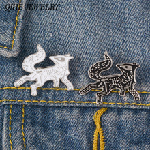QIHE-broches de esqueleto de zorro, joyería con insignias de Anatomy of the Fox, pins Punk, joyería de animales 2024 - compra barato