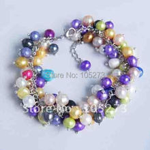 STUNNING BRACELET WITH MULTI COLOR GENUINE FRESHWATER PEARL BRACELET 7.5''INCHS NEW FREE SHIPPING FN534 2024 - buy cheap
