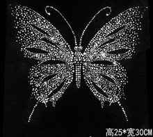 2pc/lot White or AB color Butterfly hot fix rhinestone transfer motifs iron on applique patches iron on transfer designs shirt 2024 - buy cheap