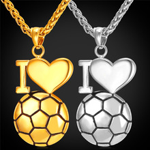 Pendiente de balón de fútbol para hombre, cadena de Color dorado de acero inoxidable, joyas deportivas, abalorios, GP2269, 2016 2024 - compra barato