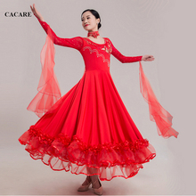 Ballroom Waltz Dresses Dance Competition Dresses Ballroom Dress Standard Customized Size D0454 Long Sleeve 6 Colors Big Hem 2024 - buy cheap