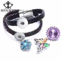 RoyalBeier 5pcs/lot Genuine Leather Snap Bracelet Magnet Buckle Fit 12/18mm Snap Button Charms 20mm Snap Bracelet Snap Jewelry 2024 - buy cheap