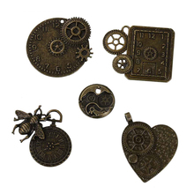 DoreenBeads Zinc Based Alloy Steampunk Pendants Fixed Mixed Gear Antique Bronze 50mm x 40mm - 25mm Dia. 1 Set 5PCs/Set 2024 - buy cheap