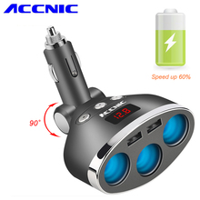 ACCNIC 12 V-24 V 3 Way Dual USB Carregador Do Cigarro Do Carro Auto Isqueiro Sockets Splitter Adaptador Com Tensão monitorar Para O Telefone Móvel 2024 - compre barato