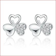 Fashion 925 Sterling Silver stud Earrings Clover female Korean fashion jewelry  inlay Cubic Zirconia earrings 2024 - buy cheap