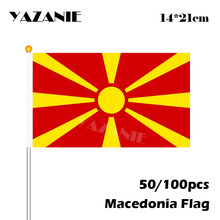 YAZANIE 14*21 cm 50/100 piezas Macedonia pequeña bandera de Entrega personalizada bandera nacional del país del mundo con el Festival de los polos actividad 2024 - compra barato