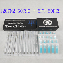 Agulhas para tatuagem e tubos mix (7m2 + 5ft)-50 peças, estéril, agulhas de tatuagem 7m2, 50 peças, descartável, pontas de tatuagem de plástico 5ft 2024 - compre barato