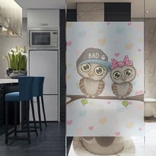 Stained Electrostatic window film Cartoon Owl glass door stickers toning Custom size privacy non-adhesive PVC film Decorative 2024 - buy cheap