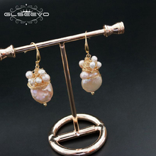 XlentAg Handmade Original Natural Fresh Water Baroque Pearl Dangle Earrings For Women Wedding Drop Earrings  Fine Jewelry GE0501 2024 - buy cheap