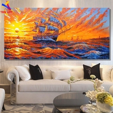 Cuadro de navegación grande pintado a mano, pintura al óleo abstracta moderna sobre lienzo para sala de estar, arte de pared, decoración del hogar, regalo SL060 2024 - compra barato