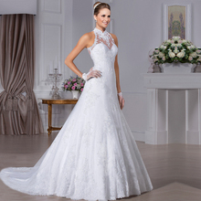 Vestido de novia de encaje con cuello alto, traje de novia de boda, 2015 2024 - compra barato