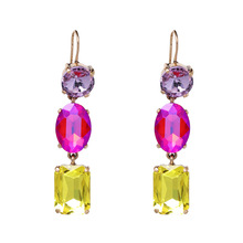 Colorful Glass Long Drop Dangle Earrings for Women Statement Luxury Wedding Party Jewelry Bohemian Fashion Earrings Girls Gifts 2024 - buy cheap