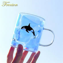 Creative Killer Whale Glass Coffee Mug 350ml Cute Tea Mug Polar Bear Tea Cup Heat Resistant Glass Coffee Cup Beer Mug Dropship 2024 - купить недорого
