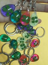 12 pcs Hot sale real mix colorful green four leaf clover drop sexy lovely keychain 2024 - buy cheap