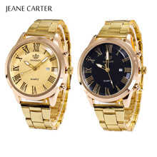 Relógio com mostrador grande masculino, relógio de marca de luxo dourado quartzo em aço inoxidável com calendário, relógio de pulso para homens 2024 - compre barato