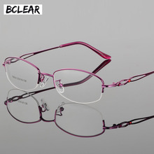 BCLEAR Fashion Optical Eyeglasses Frame Myopia Half Rim Metal Women Spectacles Eye glasses Eyewear Prescription Eyewear Popular 2024 - buy cheap
