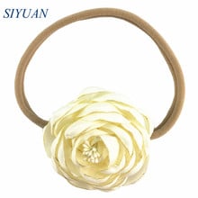 3pcs/lot Nude Elastic Nylon Headband with Burned Camelia Fabric Flower Girl Birthday Party Headwear HB061 2024 - buy cheap