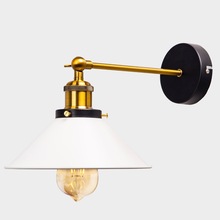 ZhaoKe White Color Loft Industrial Wall Lamps Vintage Bedside Wall Light Metal  Lampshade E27 Edison Bulbs 110V/220V 2024 - buy cheap