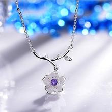 TJP Exquisite Flower Pendant Necklace For Women Birthday Accessories Fashion Lady 925 Silver Choker Necklace Female Jewelry Gift 2024 - buy cheap