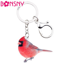 Bonsny Acrylic Cute Red Northern Cardinal Bird Key Chains Keychain older Animal Gift Jewelry For Women Girls Teen Bag Car Charms 2024 - buy cheap
