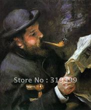 Claude monet leitura de pierre auguste renoir, pintura a óleo em tela de linho, frete grátis, 100% artesanal 2024 - compre barato