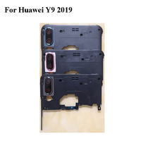 Carcasa trasera con bisel de Marco medio para Huawei Y9 6,5, carcasa de batería con cubierta de lente de cristal de cámara trasera Y 9 2019 2024 - compra barato