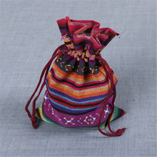 DoreenBeads модные тканевые Сумки на шнурке прямоугольная разноцветная Подарочная сумка в полоску (полезное пространство: 13x9 см) 14x10 см, 5 шт. 2024 - купить недорого
