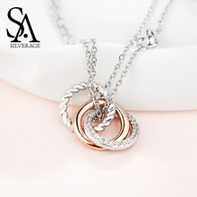SA SILVERAGE 925 Sterling Silver Long Necklaces Pendants for Women Rose Gold Color Fine Jewelry 925 Silver Maxi Chokers Necklace 2024 - buy cheap