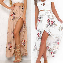 Vintage Floral Print Long Skirts Women Summer Elegant Beach Maxi Skirt Boho High Waist Asymmetrical Skirts 2024 - buy cheap