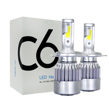 2pcs H7 C6 levou Farol Do Carro LEVOU Lâmpada H4 HB2 H1 H3 H11 HB3 9005 HB4 9006 9004 9007 9012 W 8000lm 72 Auto Lâmpadas Luzes de Nevoeiro 12V 2024 - compre barato