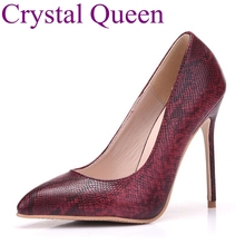 Crystal Queen Women Nude pumps Not red bottom sole high heels shoes pointed toe thin heels pumps women deep red pumps high heels 2024 - buy cheap