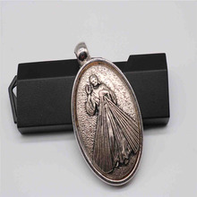 Pingente religioso de cruz de jesus, medalhão religioso de amuleto, medalha de religioso de graça jesus 2024 - compre barato