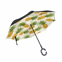 Guarda-chuva com estampa de ananás estilo país, guarda-chuva feminino com alça dupla de camada interna e cores à prova de vento 2024 - compre barato
