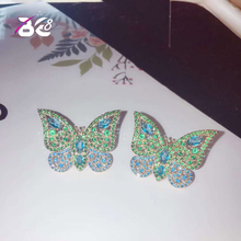 Be 8Luxury Cubic Zirconia Stud Earrings Beautiful Butterfly Shape Colorful Statement Earring for Women Female Bijoux BrincosE753 2024 - buy cheap