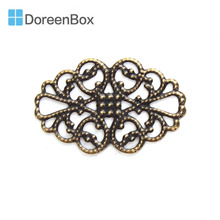Doreen Box Zinc Based Alloy Embellishments Antique Bronze Filigree Carved DIY Jewelry Making 31mm(1 2/8") x 20mm( 6/8"), 50 PCs 2024 - buy cheap